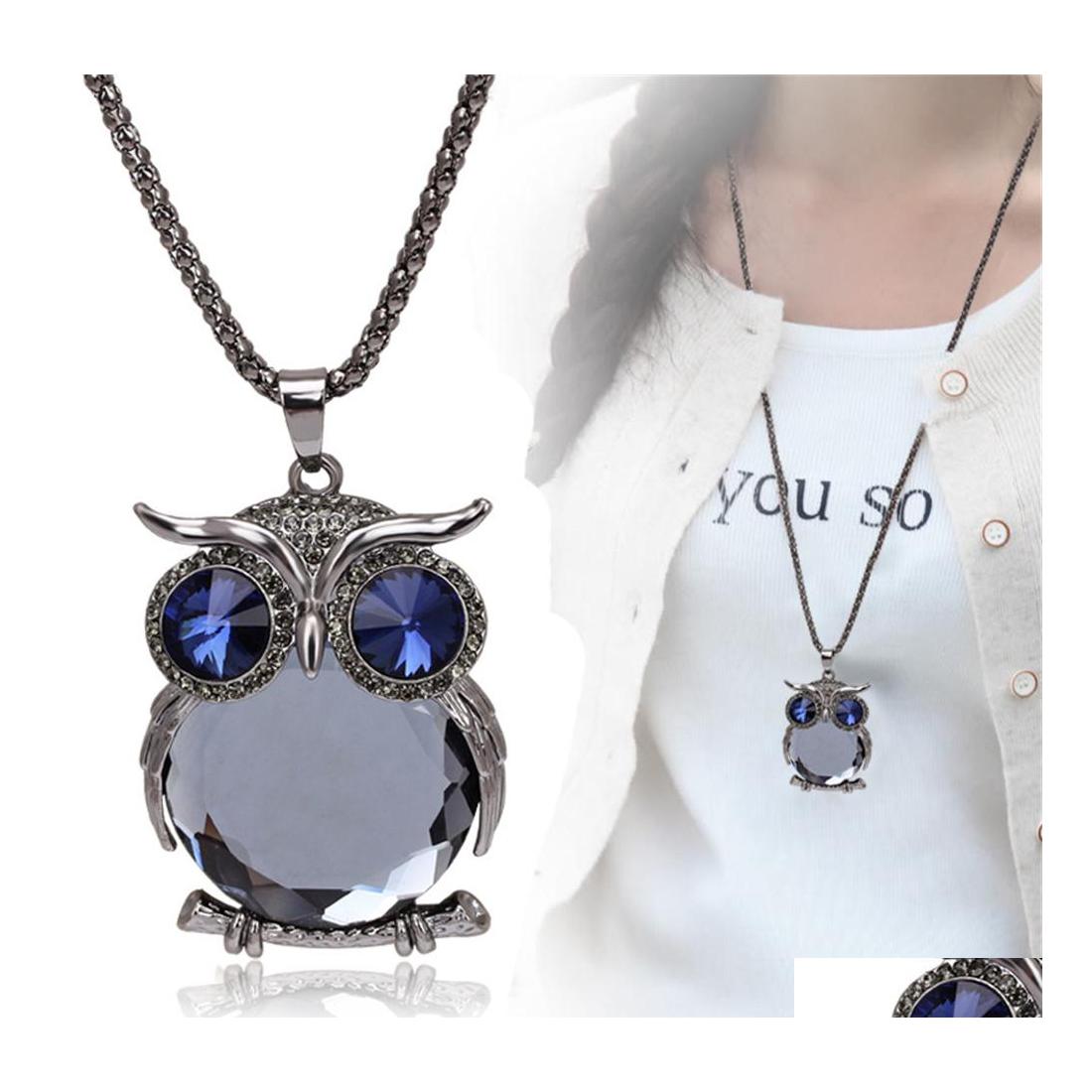 Pendant Necklaces Vintage Charm Owl Necklace Women Rhinestone Crystal Long Sweater Chain Choker Explosive Jewelry For Clothing Drop Dhbvc
Pendant Necklaces Vintage Charm Owl Necklace Women Rhinestone Crystal Long Sweater Chain Choker Explosive Jewelry For Clothing Drop Dhbvc