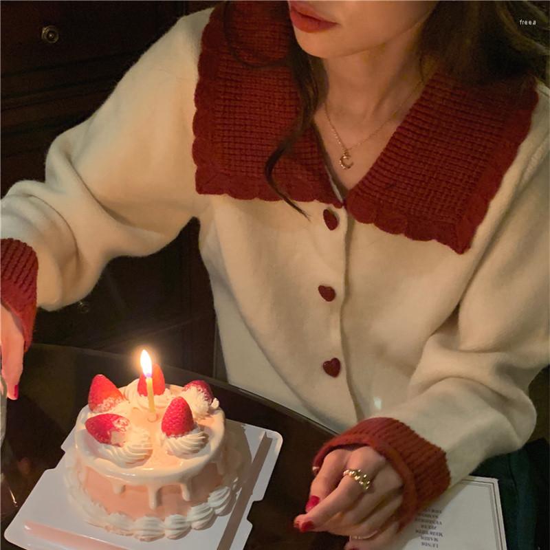 Women' Knits Korean Fashion Sweet Knitted Cardigan Autumn Winter Long Sleeve Single Breasted Turn Down Collar Contrast Color Sweater Coat, Picture color
Women' Knits Korean Fashion Sweet Knitted Cardigan Autumn Winter Long Sleeve Single Breasted Turn Down Collar Contrast Color Sweater Coat, Picture color