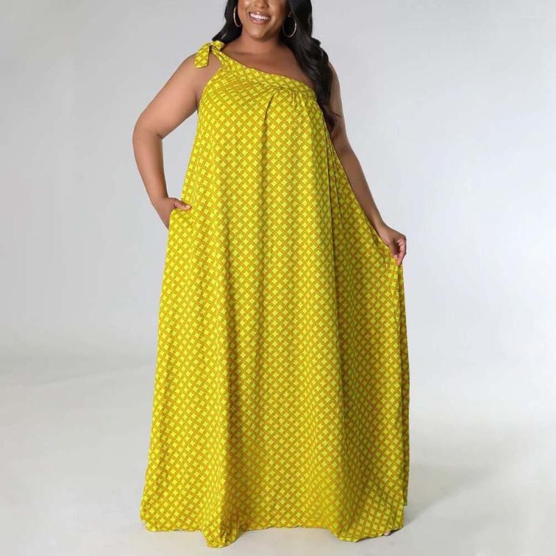 Plus Size Dresses For Women 4XL Geometric Printed One Shoulder Loose Floor Length Elegant Evening Night Party Club Vestidos Big, Yellow dress 
Plus Size Dresses For Women 4XL Geometric Printed One Shoulder Loose Floor Length Elegant Evening Night Party Club Vestidos Big, Yellow dress