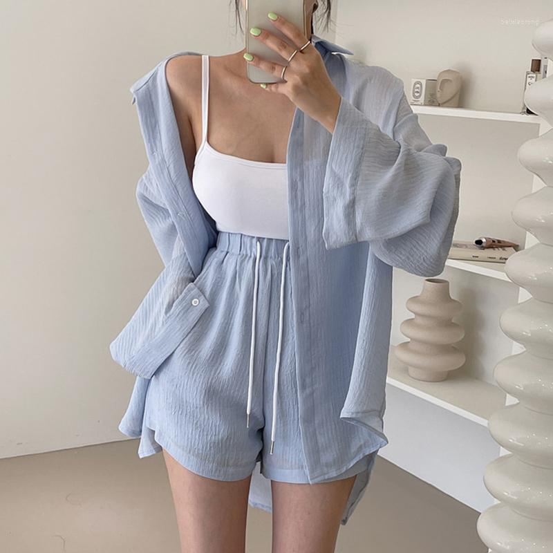 Women's Tracksuits Korean Chic Casual 2 Two Piece Set Women Long Sleeve Thin Sunscreen Shirt Lace-up Wide Leg Shorts Suits Summer Ensemble
Women's Tracksuits Korean Chic Casual 2 Two Piece Set Women Long Sleeve Thin Sunscreen Shirt Lace-up Wide Leg Shorts Suits Summer Ensemble
