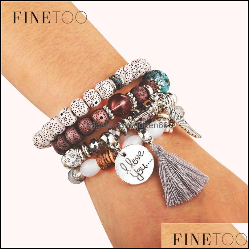 Beaded Strands 4Pcs/Set Boho Handmade Natural Stone Bracelets For Women I Love You Angel Wing Tassel Charm Mti Layered Beads Bracele Otrk5
Beaded Strands 4Pcs/Set Boho Handmade Natural Stone Bracelets For Women I Love You Angel Wing Tassel Charm Mti Layered Beads Bracele Otrk5