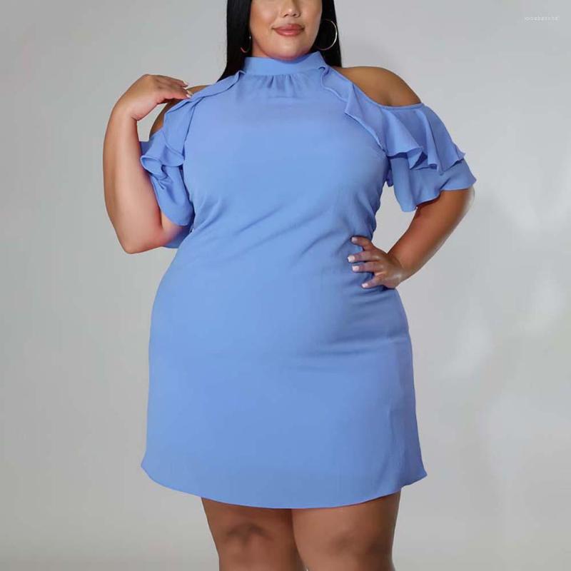 Plus Size Dresses For Women Solid Cold Shoulder Ruffles Bodycon Mini Length Fashion Causal Large Dress Vestidos Mujer Clothes, Blue dress
Plus Size Dresses For Women Solid Cold Shoulder Ruffles Bodycon Mini Length Fashion Causal Large Dress Vestidos Mujer Clothes, Blue dress