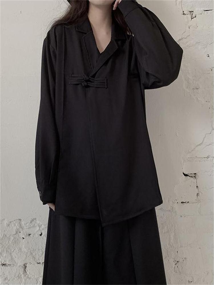 Women' Blouses Women' Black Loose Long Sleeved Shirt Chinese Style Disc Button Casual In Spring 2022
Women' Blouses Women' Black Loose Long Sleeved Shirt Chinese Style Disc Button Casual In Spring 2022