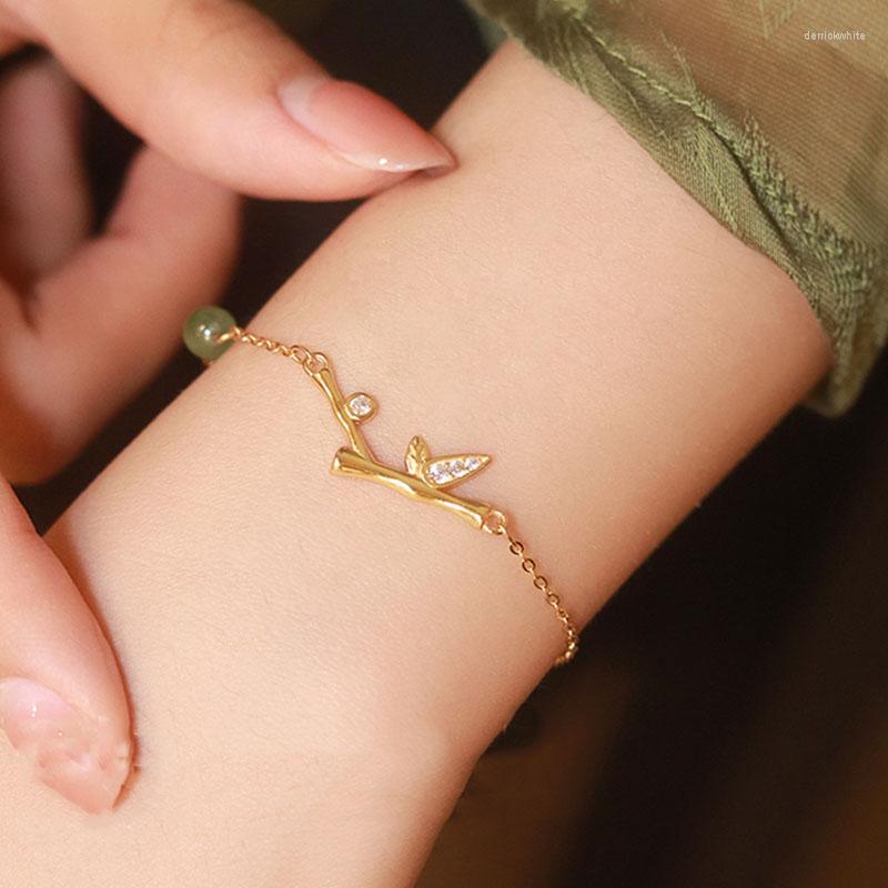 Link Bracelets VENTFILLE 925 Stamp Gold Color An Jade Bracelet For Women Girl Birthday Gift Bamboo Leaf Set Jewelry Dropship Wholesale
Link Bracelets VENTFILLE 925 Stamp Gold Color An Jade Bracelet For Women Girl Birthday Gift Bamboo Leaf Set Jewelry Dropship Wholesale