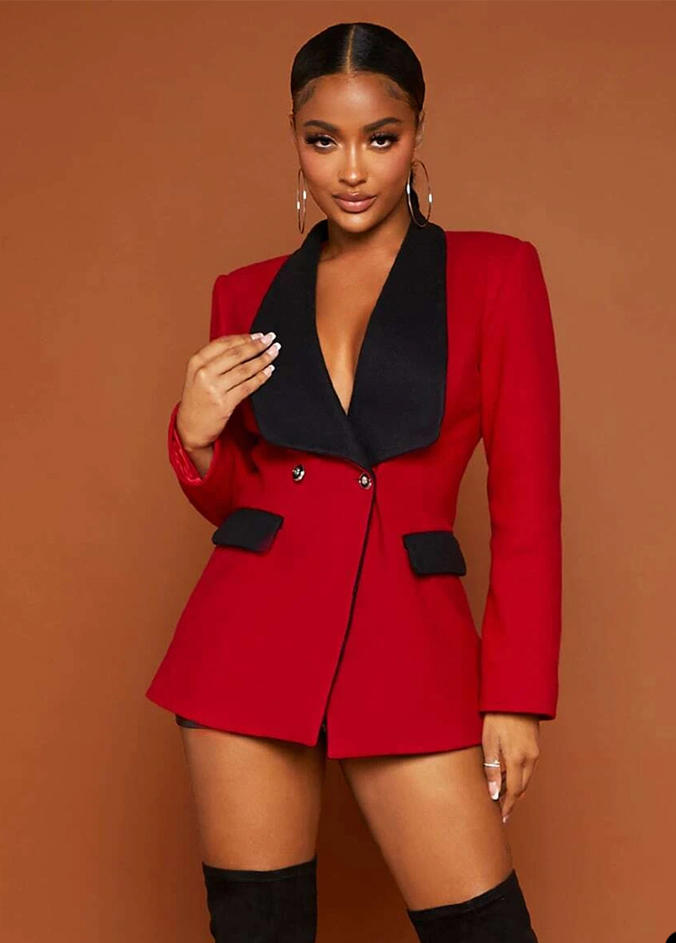 Red Black Blazer Suit Jacket Slim Fit Long Sleeve Formal Wedding Tuxedos Prom Evening Wear One Piece