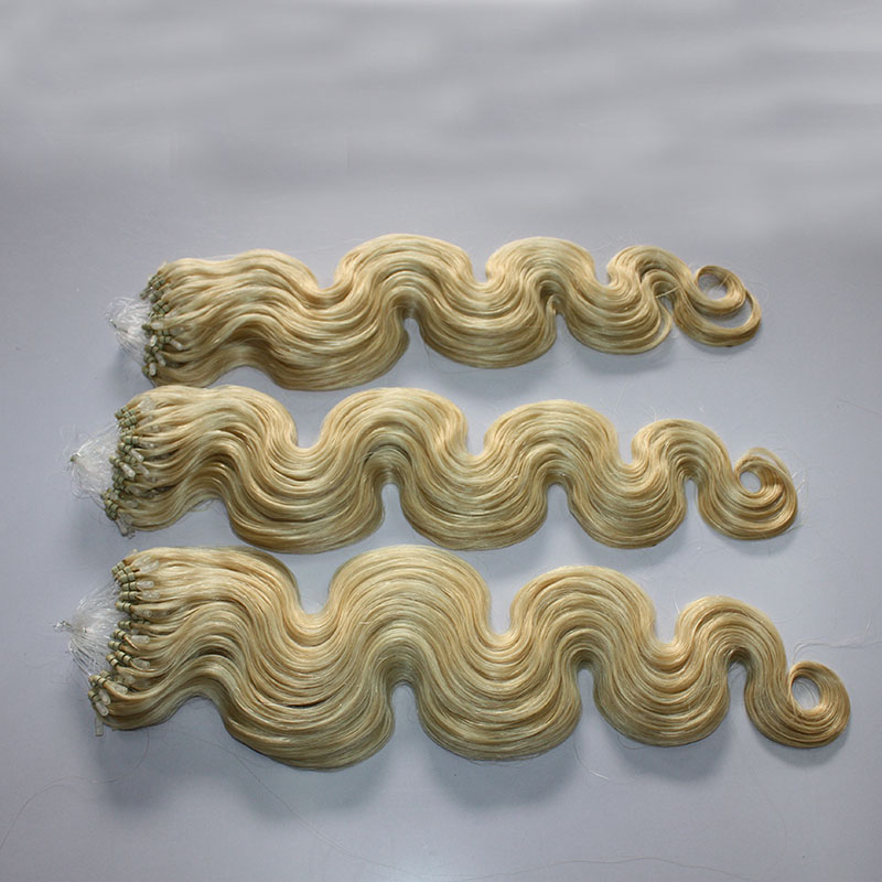 2023 New Genius Quality Hair extensions brazilian micro loop ring virgin remy hairs body wavy 1gram strand 300 strands Lot