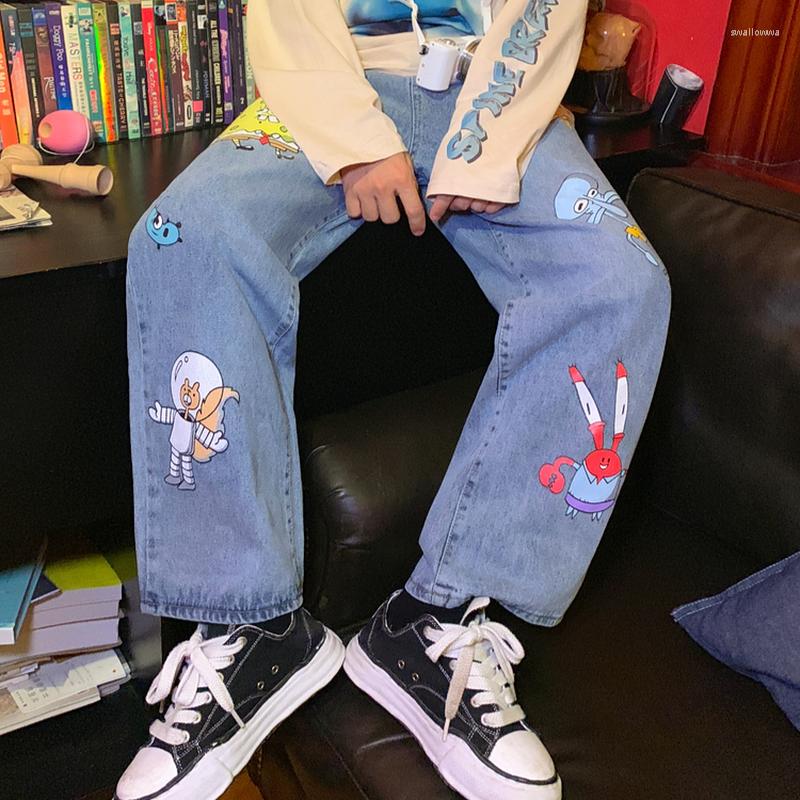 Men' Jeans Fashion Cartoon Printed Men And Women Straight Loose Autumn Korean Style Pants Street Hip-hop Handsome Nine-point, Blue
Men' Jeans Fashion Cartoon Printed Men And Women Straight Loose Autumn Korean Style Pants Street Hip-hop Handsome Nine-point, Blue