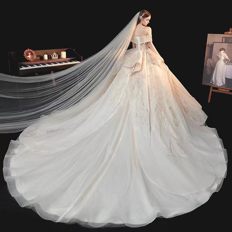 Country Garden Champagne A e Vintage Saudi Arabia Mermaid Wedding Dress High Neck Long off shoulder Bridal Gowns Crystal Bride robes de mariee