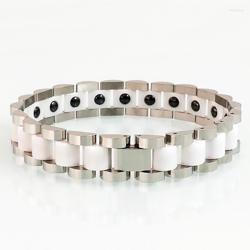 Link Bracelets White Ceramic Couple Bracelet Men Stainless Steel Energy Germanium Health Care Magnetic Wristband Lover's Design Jewelry
Link Bracelets White Ceramic Couple Bracelet Men Stainless Steel Energy Germanium Health Care Magnetic Wristband Lover's Design Jewelry