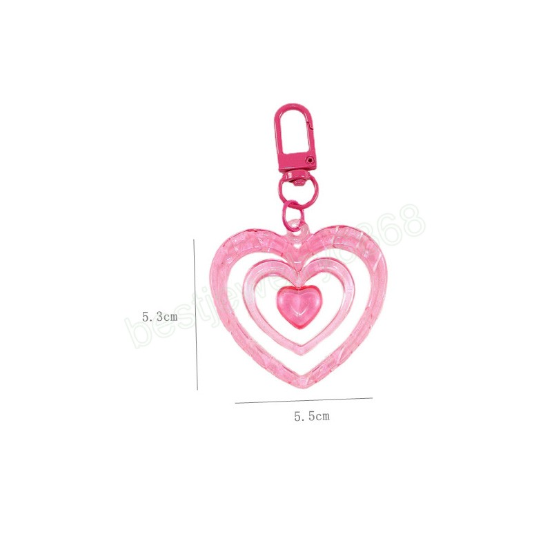 Colorful Hollow Heart Pendant Keychain Fashion Love Acrylic Key Chains Earphone Case Charms Bag Ornament Car Keyring Accessories