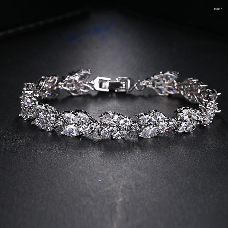 Link Bracelets Clear White Cubic Zirconia Leaf Pattern Bangles For Women Girl Gift Fashion Wedding Jewelry Party With Delicate Box
Link Bracelets Clear White Cubic Zirconia Leaf Pattern Bangles For Women Girl Gift Fashion Wedding Jewelry Party With Delicate Box