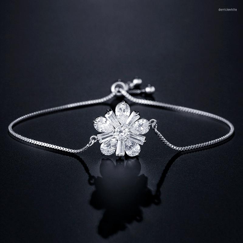 Link Bracelets Uilz Fashion Cubic Zirconia Crystal Snowflower Charm Adjustable Bracelet For Women Trendy CZ Femme Party Wedding Jewelry Gift
Link Bracelets Uilz Fashion Cubic Zirconia Crystal Snowflower Charm Adjustable Bracelet For Women Trendy CZ Femme Party Wedding Jewelry Gift