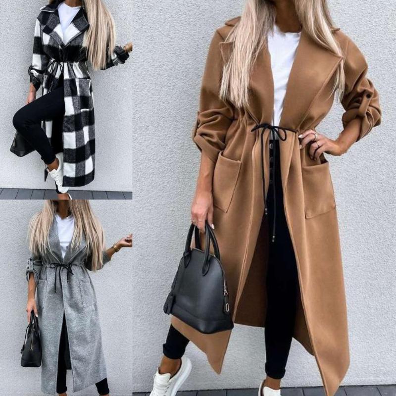 Women's Trench Coats Fabulous Tight Waist Autumn Long Woolen Jacket Drawstring Lady Overcoat Lapel Button Women For Traveling, Grey
Women's Trench Coats Fabulous Tight Waist Autumn Long Woolen Jacket Drawstring Lady Overcoat Lapel Button Women For Traveling, Grey