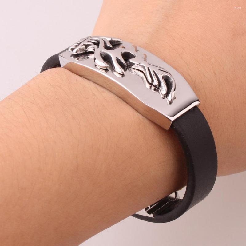 Link Bracelets 12mm High Quality Stainless Steel Silver Color Dragon Black Leather Wristband Men's Boy's Bracelet Bangle Vintage
Link Bracelets 12mm High Quality Stainless Steel Silver Color Dragon Black Leather Wristband Men's Boy's Bracelet Bangle Vintage