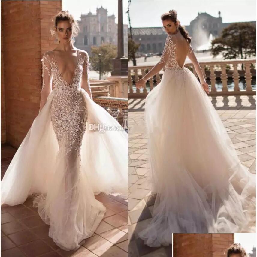 Mermaid Wedding Dresses Berta Deep V Neck Overskirt Long Sleeve Backless Bridal Gowns Lace Appliqued Tle Plus Size Vestidos De Drop Dh09P, Pink
Mermaid Wedding Dresses Berta Deep V Neck Overskirt Long Sleeve Backless Bridal Gowns Lace Appliqued Tle Plus Size Vestidos De Drop Dh09P, Pink