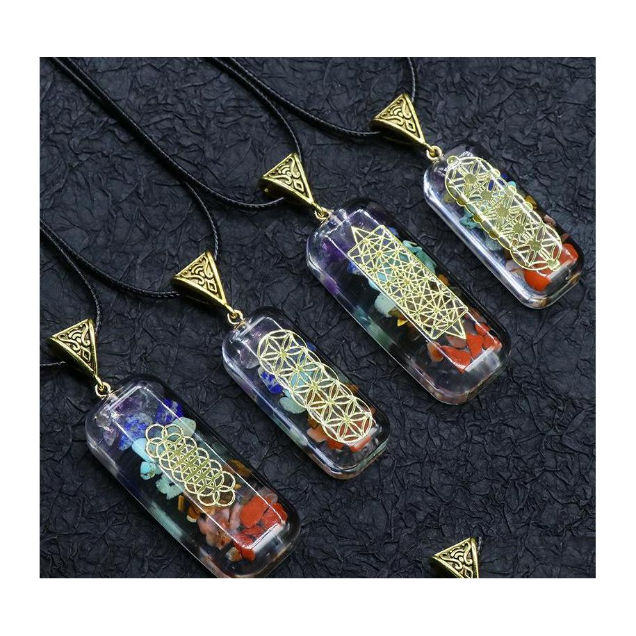 Pendant Necklaces Retro 7 Chakra Orgone Reiki Healing Colorf Chip Natural Stone Energy Necklace Pendum Amet Orgonite Crystal Drop De Dhz30
Pendant Necklaces Retro 7 Chakra Orgone Reiki Healing Colorf Chip Natural Stone Energy Necklace Pendum Amet Orgonite Crystal Drop De Dhz30