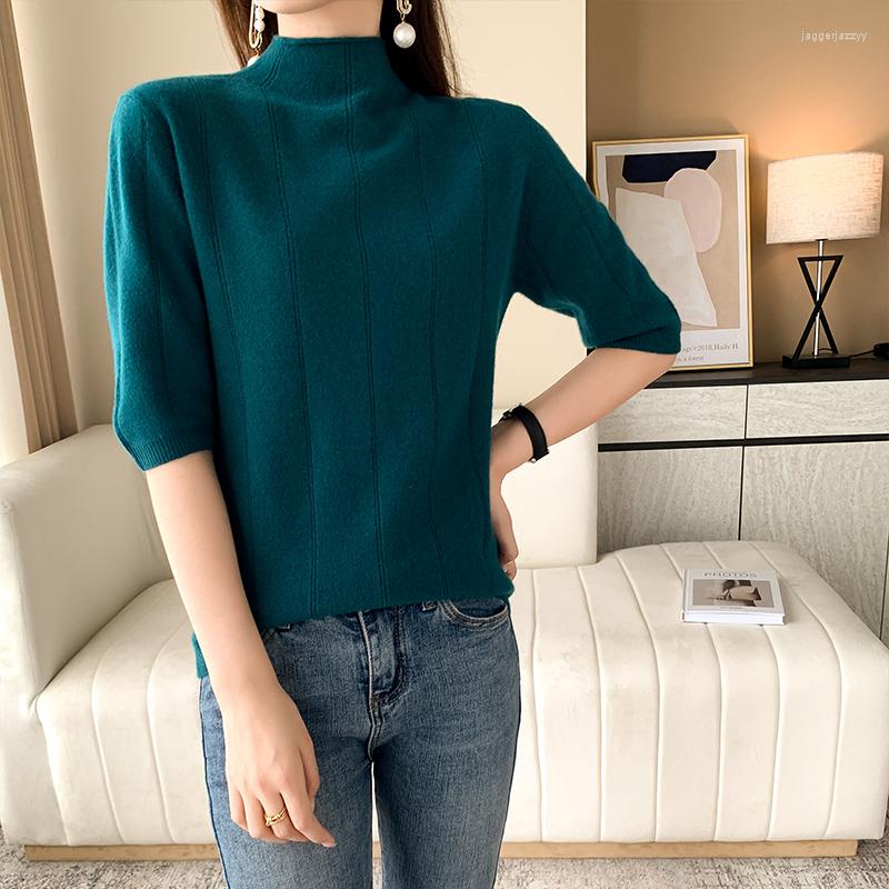 Women' T Shirts Pure Wool Short-sleeved 2022 Autumn And Winter T-shirt Women Half High Neck Pullover Casual Knitted Top Sweater, Black
Women' T Shirts Pure Wool Short-sleeved 2022 Autumn And Winter T-shirt Women Half High Neck Pullover Casual Knitted Top Sweater, Black