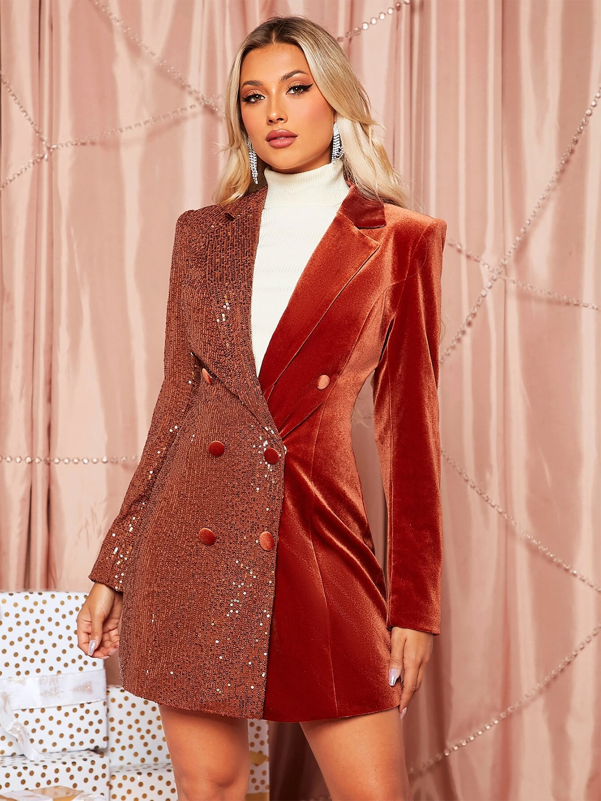 Desinger Sequined Velvet Women Blazer Suit V Neck Evening Party Women Tuxedos For Wedding One Jacket