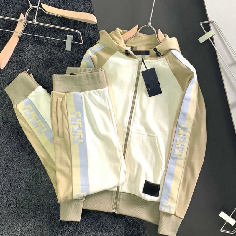 High version mens tracksuit fd designer hoodie trousers two-piece double F embroidery zipper jacket pants suit men sports suits, Creamy-white
High version mens tracksuit fd designer hoodie trousers two-piece double F embroidery zipper jacket pants suit men sports suits, Creamy-white