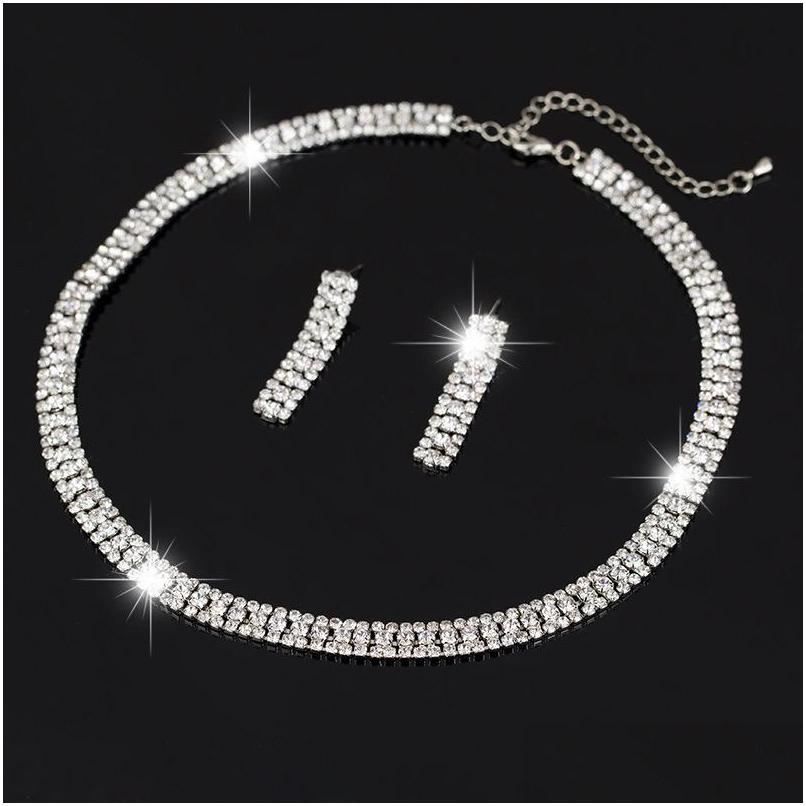 Earrings Necklace Elegant Wedding Jewelry Set Including 1 Pair Flower Stud Bridal Cz Stone Statement 272 J2 Drop Delivery Sets Dhuos, Silver
Earrings Necklace Elegant Wedding Jewelry Set Including 1 Pair Flower Stud Bridal Cz Stone Statement 272 J2 Drop Delivery Sets Dhuos, Silver