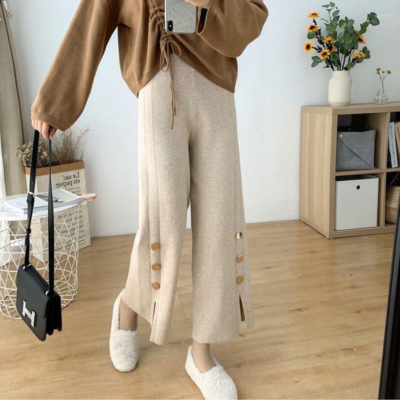 Women's Pants Women Clothing 2022 Autumn Winter Korean Style Loose High Waist Knitted Wide Leg Split Button Straight Casual Simple 
Women's Pants Women Clothing 2022 Autumn Winter Korean Style Loose High Waist Knitted Wide Leg Split Button Straight Casual Simple