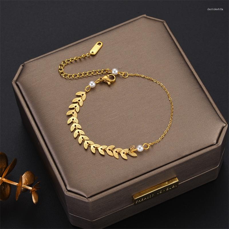 Link Bracelets Fashion Stainless Steel Leaf Charms Bracelet For Women Female Gold Color Adjustable Pendant Jewelry
Link Bracelets Fashion Stainless Steel Leaf Charms Bracelet For Women Female Gold Color Adjustable Pendant Jewelry