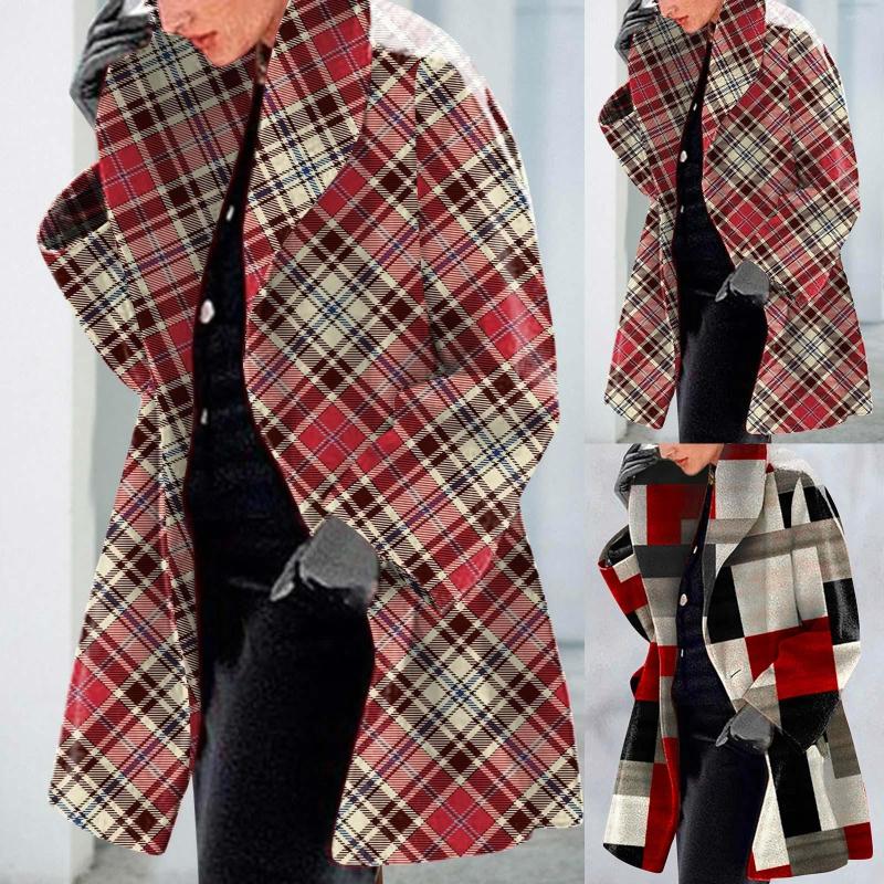 Women' Trench Coats Women Big Working Jackets For Women' Thickened Overcoat Warm Trendy Long Sleeve Lapel Plaid Print Cardigan, Red
Women' Trench Coats Women Big Working Jackets For Women' Thickened Overcoat Warm Trendy Long Sleeve Lapel Plaid Print Cardigan, Red