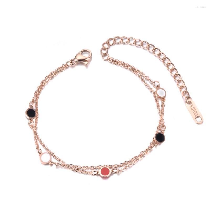 Link Bracelets Bohemia Black/Red Acrylic Charm Bracelet For Women Stainless Steel Double Layers Chain Summer B19047
Link Bracelets Bohemia Black/Red Acrylic Charm Bracelet For Women Stainless Steel Double Layers Chain Summer B19047