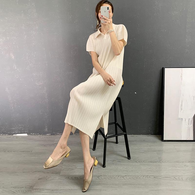 Party Dresses Summer Miyak Pleated Solid Women Dress Fashion Lapel Short Sleeve Split Straight, Pink
Party Dresses Summer Miyak Pleated Solid Women Dress Fashion Lapel Short Sleeve Split Straight, Pink