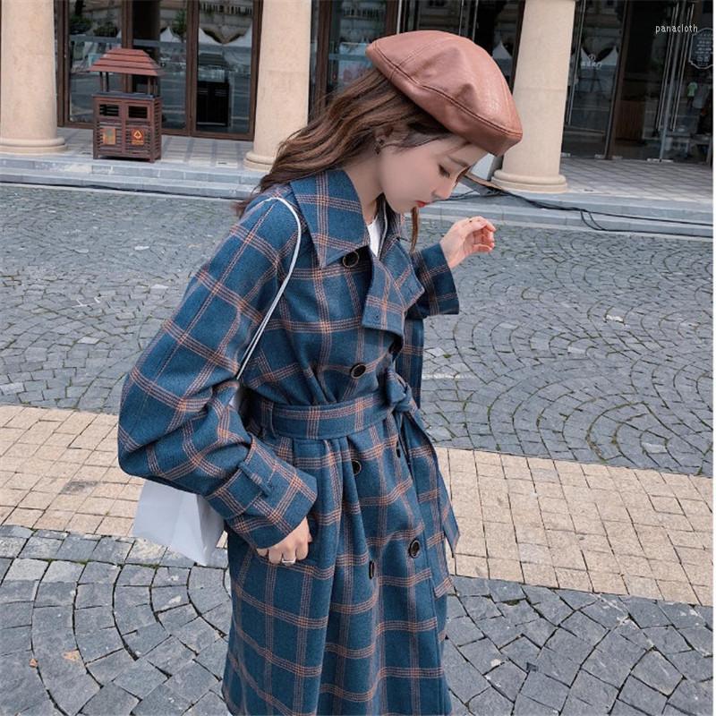 Women' Trench Coats Plaid Windbreaker For Women Spring Autumn Korean Loose Slim Belt Over The Knee Coat Outcoat Blue
Women' Trench Coats Plaid Windbreaker For Women Spring Autumn Korean Loose Slim Belt Over The Knee Coat Outcoat Blue