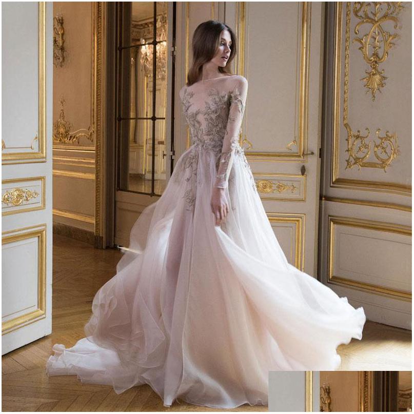 Prom Dresses Charming With Long Sleeves Sheer Bateau Neck 3D Appliques Evening Gowns Tle Sweep Train Aline Formal Dress Drop Deliver Dhbgs, Pink
Prom Dresses Charming With Long Sleeves Sheer Bateau Neck 3D Appliques Evening Gowns Tle Sweep Train Aline Formal Dress Drop Deliver Dhbgs, Pink