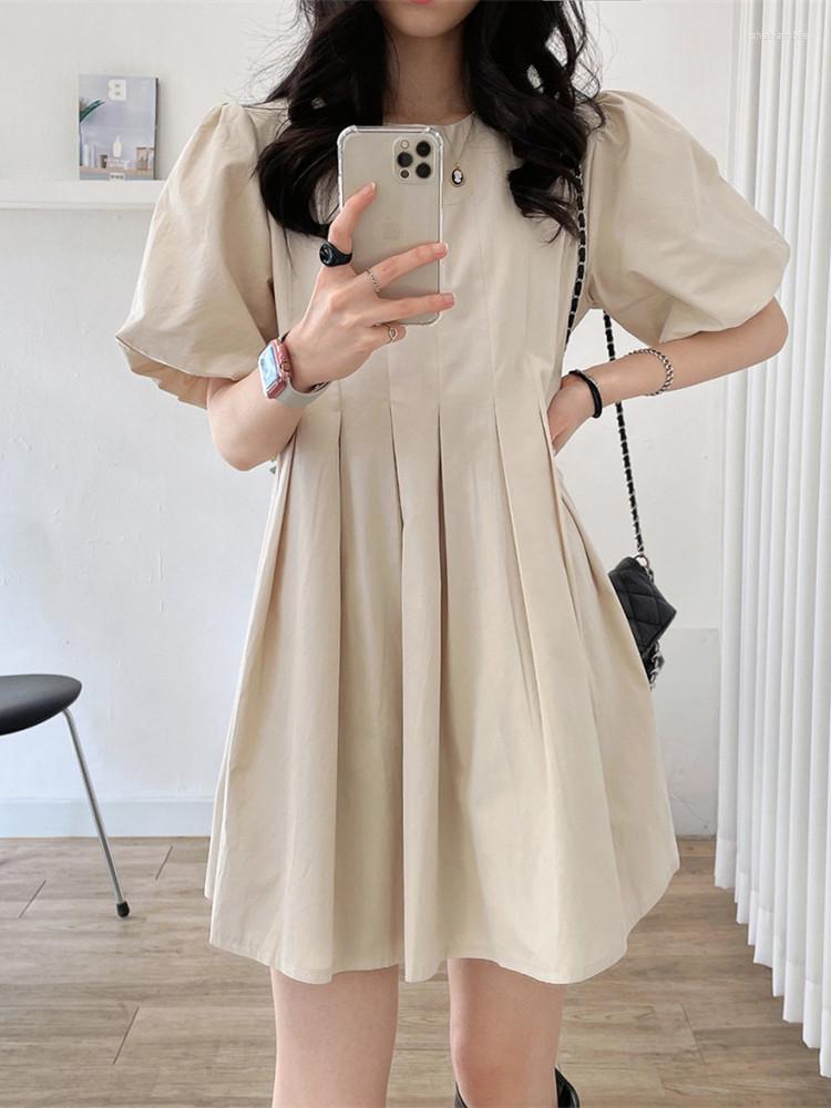 Casual Dresses Korean Style Summer Short Sleeve Mini Dress Women 2022 Puff O-neck A-line Female Loose Pleated Vintage Vestidos, Black
Casual Dresses Korean Style Summer Short Sleeve Mini Dress Women 2022 Puff O-neck A-line Female Loose Pleated Vintage Vestidos, Black