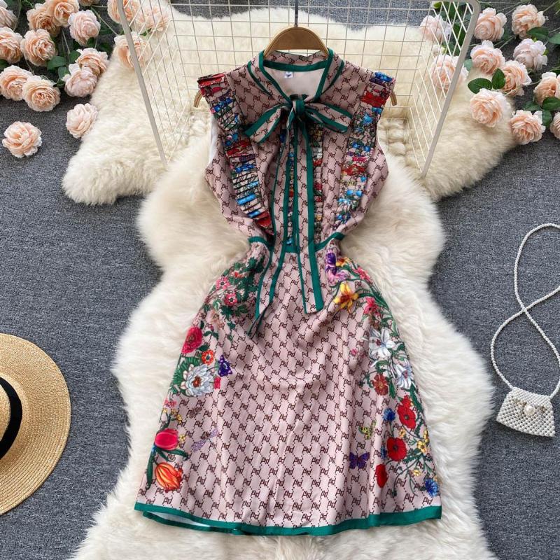 Casual Dresses 2022 Fashion Summer Women Bow Collar Pleated Ruffle Sleeve Letter Print Dress Elegant Vintage Clothes Vestidos De Mujer D717, Pink
Casual Dresses 2022 Fashion Summer Women Bow Collar Pleated Ruffle Sleeve Letter Print Dress Elegant Vintage Clothes Vestidos De Mujer D717, Pink
