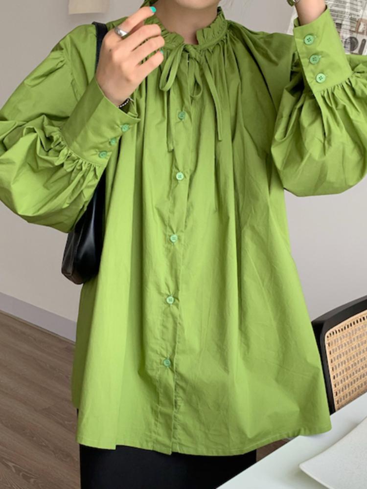 Women's Blouses Korobov Korean Chic Solid Color Oneck Fold Design Lace-up Shirts Lantern Sleeve Tops Fashion Blusas Mujer De Moda 2022, Purple
Women's Blouses Korobov Korean Chic Solid Color Oneck Fold Design Lace-up Shirts Lantern Sleeve Tops Fashion Blusas Mujer De Moda 2022, Purple