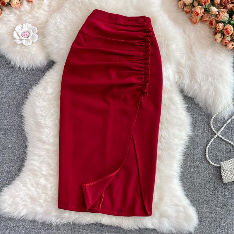 Skirts Autumn/winter Korean Version Of Professional High Waist Fold Slimming Mid-length Slit Temperament Half Skirt, Black
Skirts Autumn/winter Korean Version Of Professional High Waist Fold Slimming Mid-length Slit Temperament Half Skirt, Black