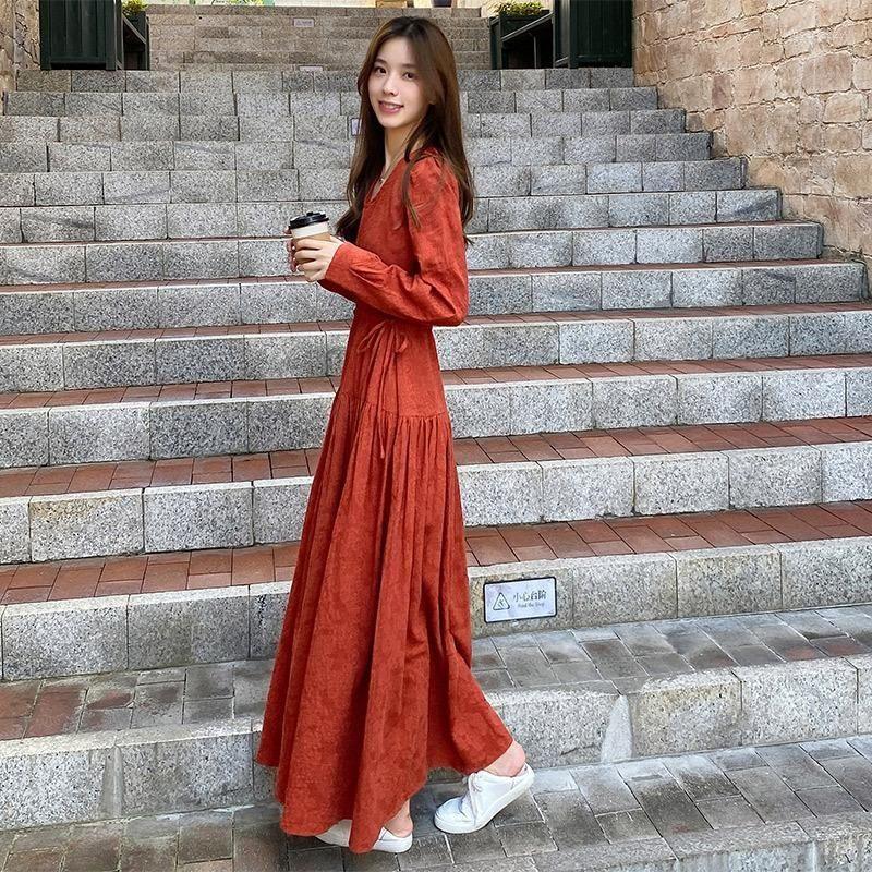 Casual Dresses Elegant Solid Color Lace-up Dress Women Long Sleeve Winter V-collar Holidays Party A-line Vestidos T506, Black
Casual Dresses Elegant Solid Color Lace-up Dress Women Long Sleeve Winter V-collar Holidays Party A-line Vestidos T506, Black