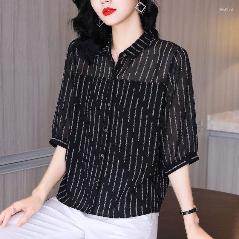 Women's Blouses Chiffon Shirt Female 2022 Summer High-end Fashion Temperament Small Aged Meat Large Size Top Cloth Seven Points, Black
Women's Blouses Chiffon Shirt Female 2022 Summer High-end Fashion Temperament Small Aged Meat Large Size Top Cloth Seven Points, Black