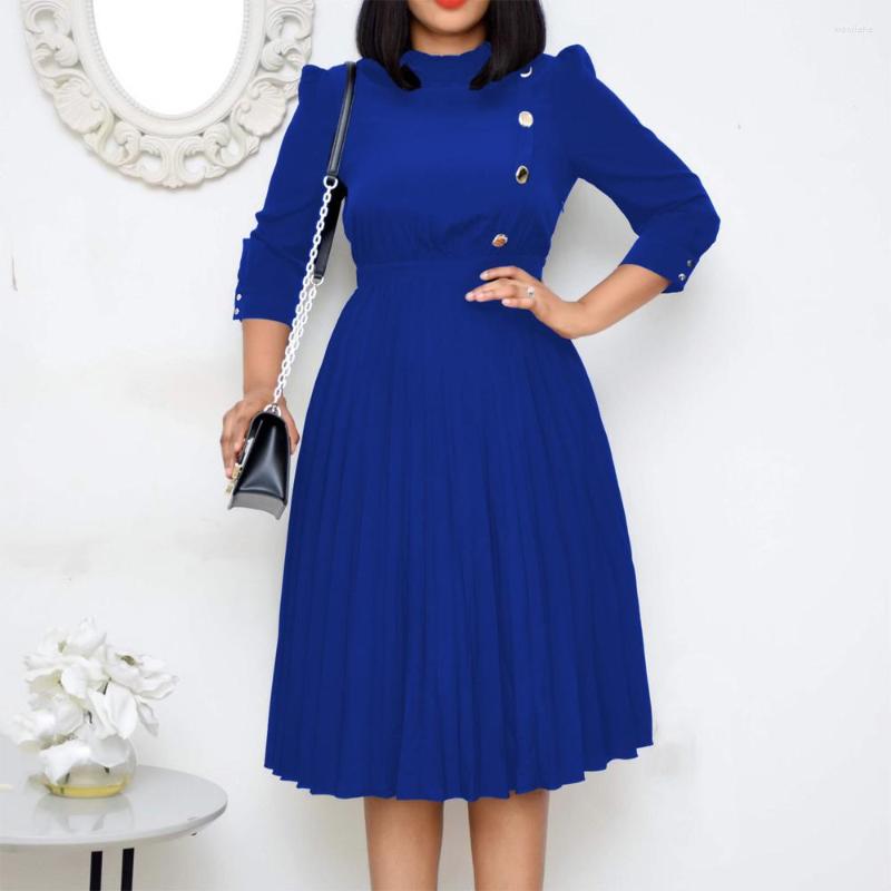 Casual Dresses Elegant For Women' Clothes Pleated High Waisted Button Round Neck Fashion Formal Business Work Wear Dress Midi Vestidos, Black dress
Casual Dresses Elegant For Women' Clothes Pleated High Waisted Button Round Neck Fashion Formal Business Work Wear Dress Midi Vestidos, Black dress