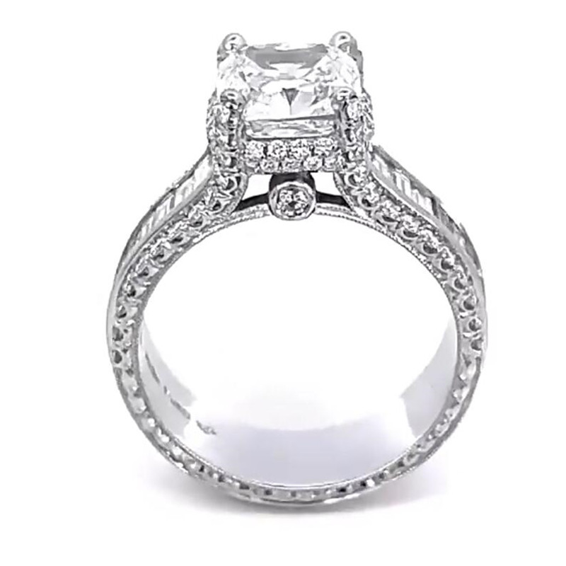 Sterg Sier Cushion Shape White Topaz CZ Dia Engagement for Women - Bohemian Wedding Band Ring