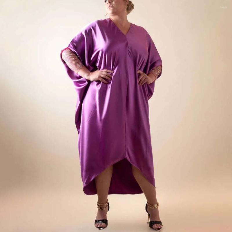 Casual Dresses Elegant For Women Solid V Neck Full Sleeve Loose Mid Calf Fashion Evening Birthday Party Dinner Vestidos Mujer Dress, Purple dress 
Casual Dresses Elegant For Women Solid V Neck Full Sleeve Loose Mid Calf Fashion Evening Birthday Party Dinner Vestidos Mujer Dress, Purple dress