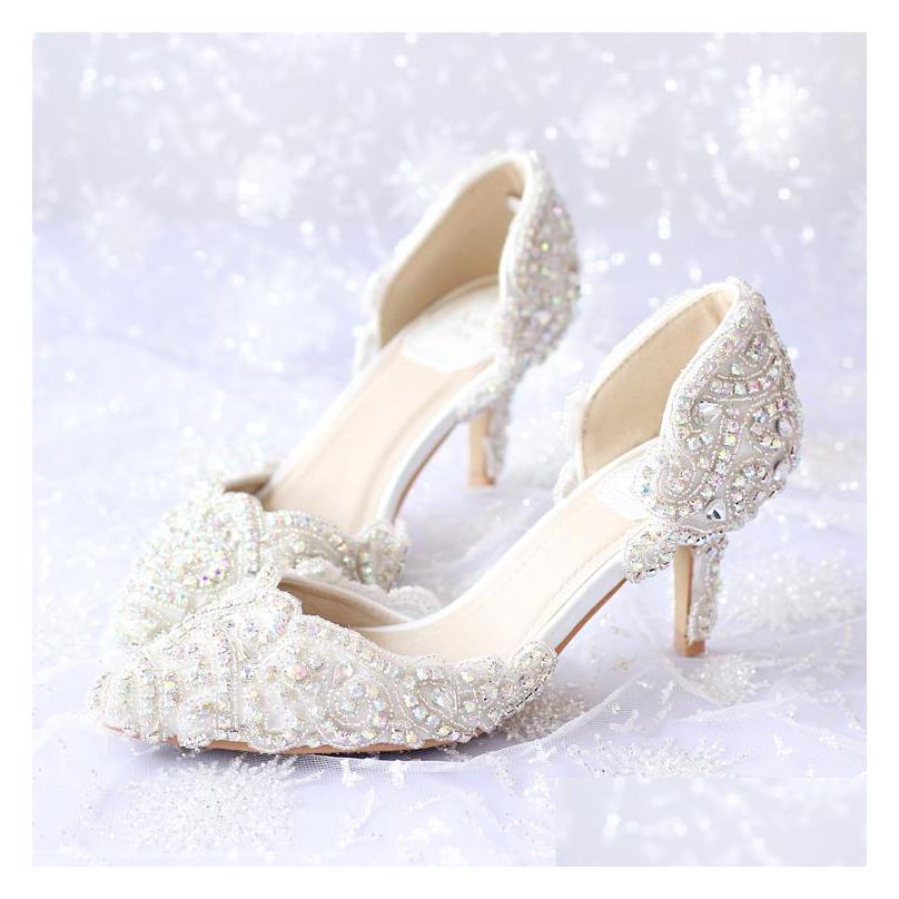 Wedding Shoes Shining Crystal Beaded Bridal Appliqued Pure Color Pointed Toe Accessory Walking Comfortable Various Heel Prom Shoe Dr Dhty5
Wedding Shoes Shining Crystal Beaded Bridal Appliqued Pure Color Pointed Toe Accessory Walking Comfortable Various Heel Prom Shoe Dr Dhty5