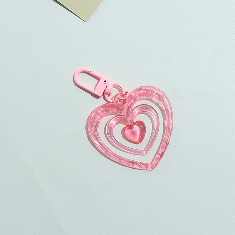 Colorful Hollow Heart Pendant Keychain Fashion Love Acrylic Key Chains Earphone Case Charms Bag Ornament Car Keyring Accessories