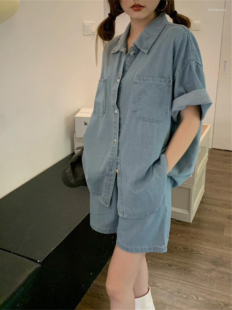 Women' Tracksuits Summer Denim Shorts Suits Korean Style Loose 2 Two Piece Set Womens Outfits Short Sleeve Shirt Jeans Ensemble Femme, Picture color set
Women' Tracksuits Summer Denim Shorts Suits Korean Style Loose 2 Two Piece Set Womens Outfits Short Sleeve Shirt Jeans Ensemble Femme, Picture color set