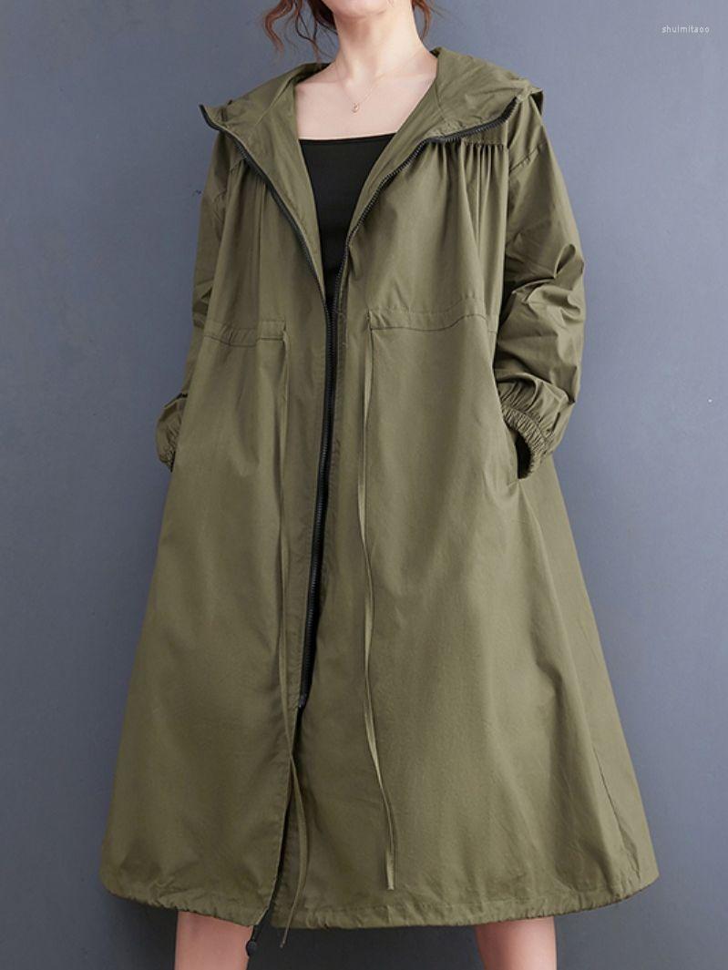 Women's Trench Coats Women's 2022 Autumn Fashion All-match Hooded Zipper Wide-waisted Solid Coat Female Drawstring Waist Long Trendy, Army green
Women's Trench Coats Women's 2022 Autumn Fashion All-match Hooded Zipper Wide-waisted Solid Coat Female Drawstring Waist Long Trendy, Army green