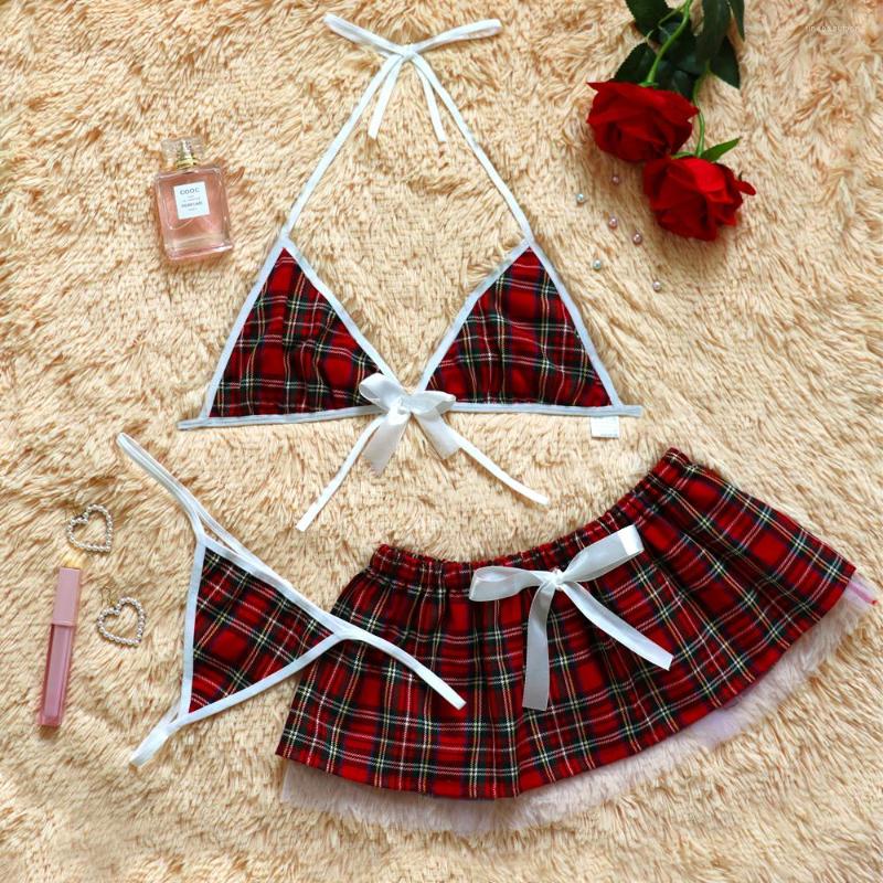 Bras Sets 3PCS Women Sexy Exotic Ladies Plaids Lingerie Underwear Crotchless Halter Skirts T-back Uniforms Bowknot M-3XL, Picture shown
Bras Sets 3PCS Women Sexy Exotic Ladies Plaids Lingerie Underwear Crotchless Halter Skirts T-back Uniforms Bowknot M-3XL, Picture shown