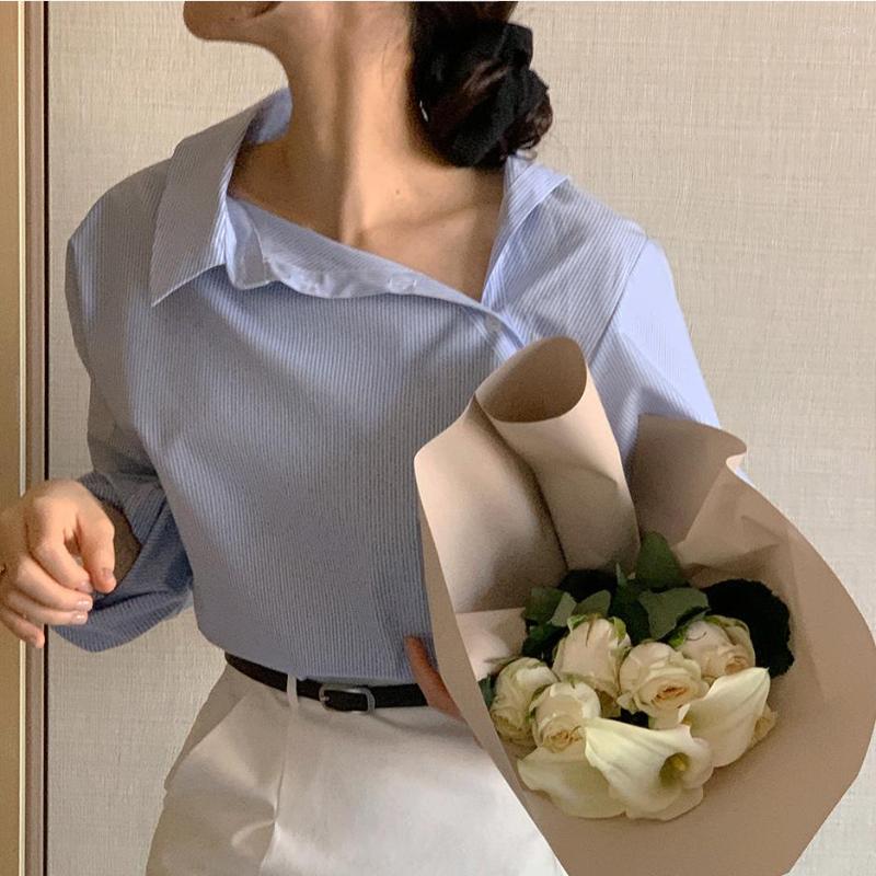 Women's Blouses Korean Style Chic Striped Shirt Women Spring 2022 Long Sleeve Loose Tops Vintage Lapel Single Breasted Casual Blusas Mujer, Blue
Women's Blouses Korean Style Chic Striped Shirt Women Spring 2022 Long Sleeve Loose Tops Vintage Lapel Single Breasted Casual Blusas Mujer, Blue