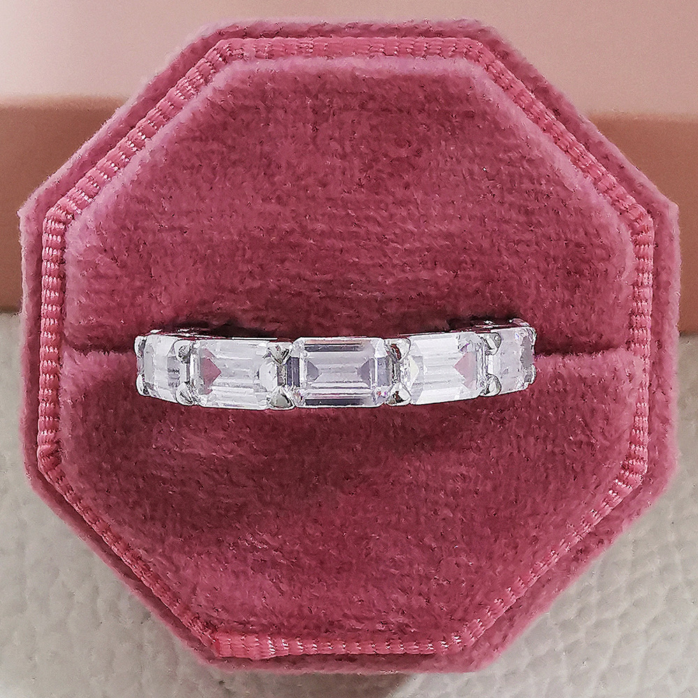 New Trendy Princess 925 Sterling Silver aesthetic Eternity Band Ring For Women Lady Anniversary Gift Jewelry Bulk Sell