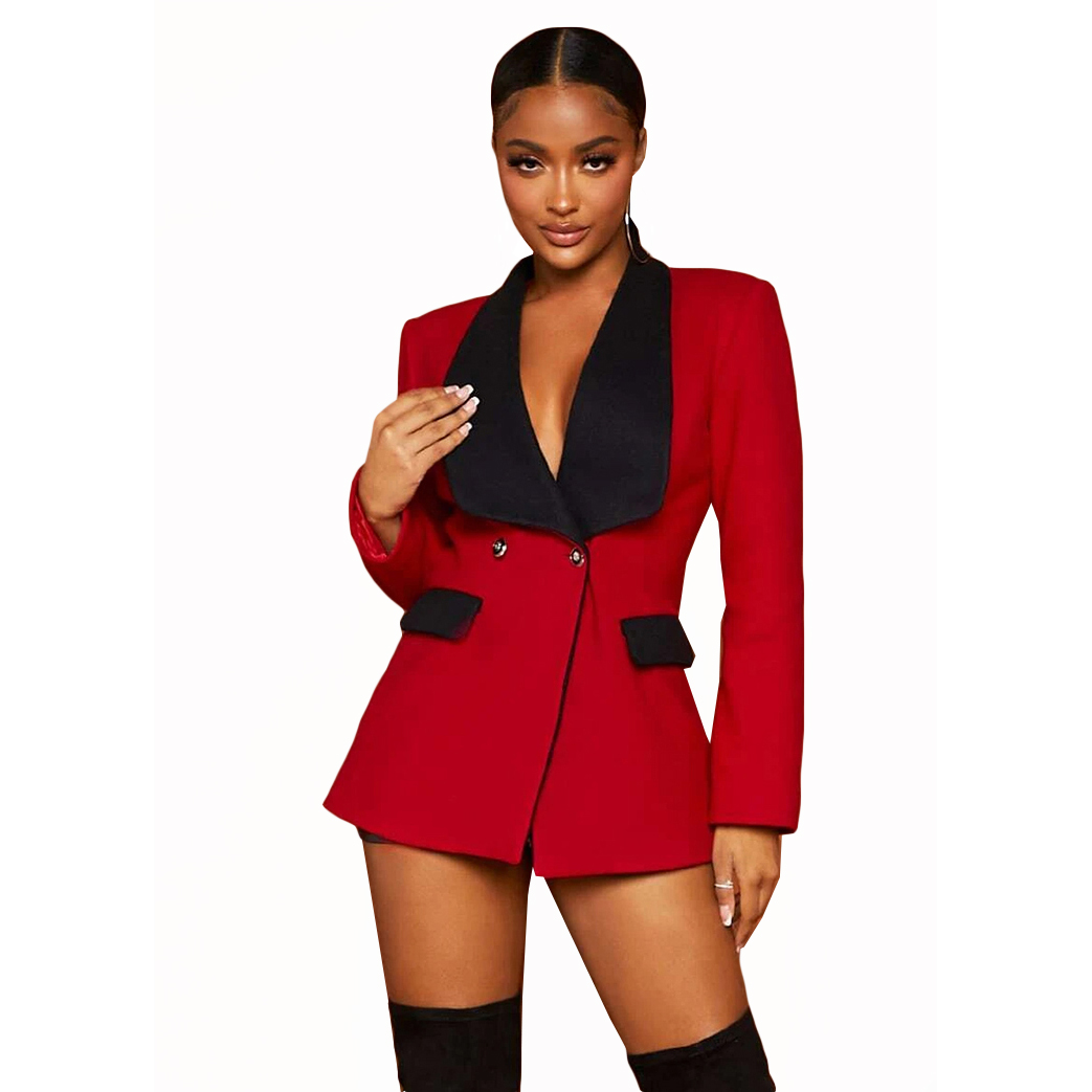 Red Black Blazer Suit Jacket Slim Fit Long Sleeve Formal Wedding Tuxedos Prom Evening Wear One Piece