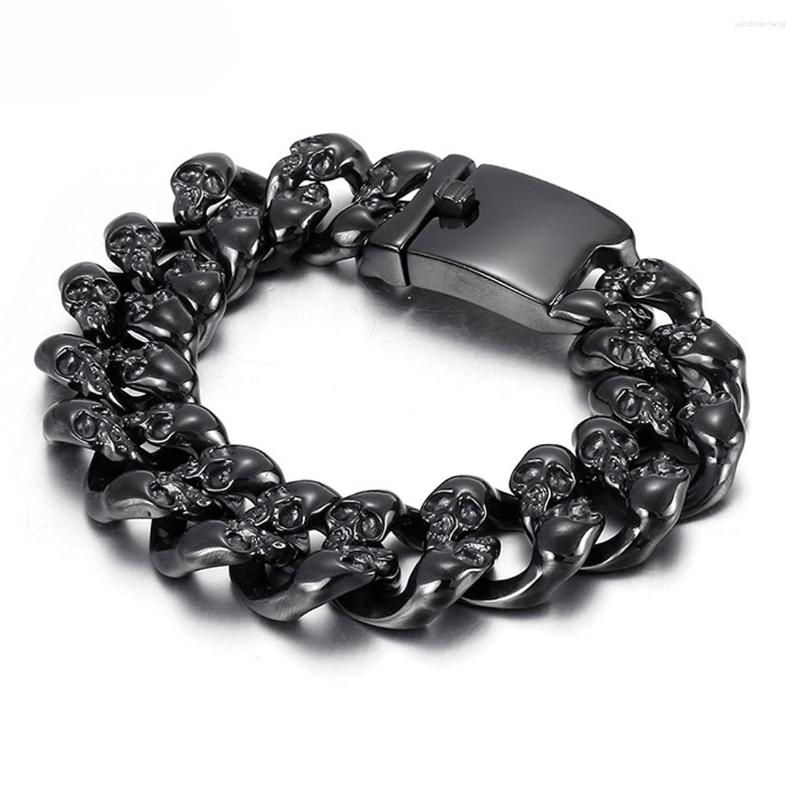 Link Bracelets Punk Blackk Color Long Skull For Men Stainless Steel Shiny Charm Chain Male Gothic Jewelry
Link Bracelets Punk Blackk Color Long Skull For Men Stainless Steel Shiny Charm Chain Male Gothic Jewelry
