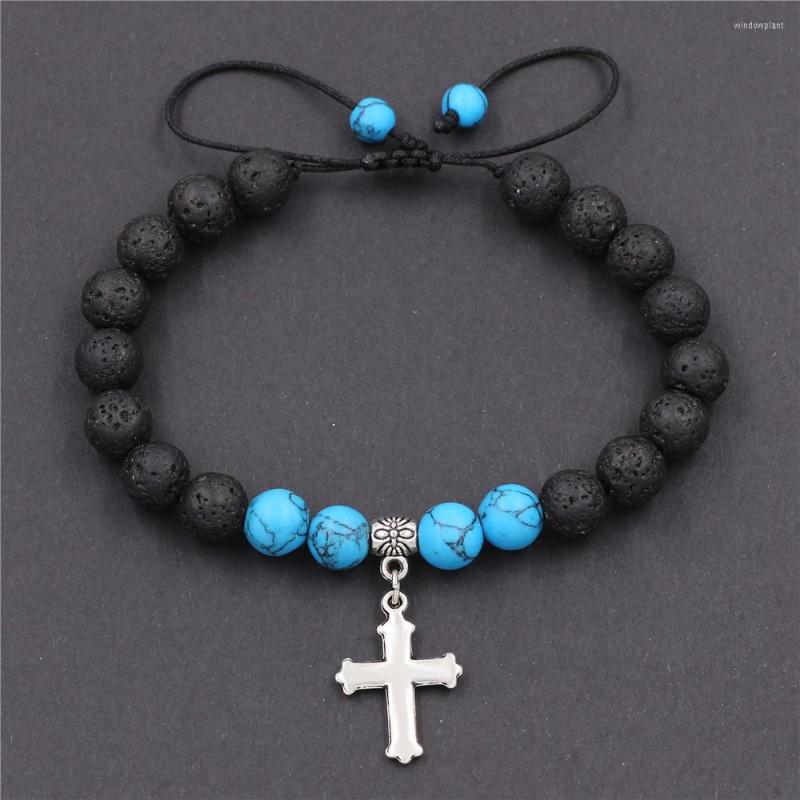 Link Bracelets Cross Charm Volcanic Bracelet For Men Women Lava Rock 8mm Natural Stone Stress Relief Yoga Beads Oil Diffuser Adjustable
Link Bracelets Cross Charm Volcanic Bracelet For Men Women Lava Rock 8mm Natural Stone Stress Relief Yoga Beads Oil Diffuser Adjustable
